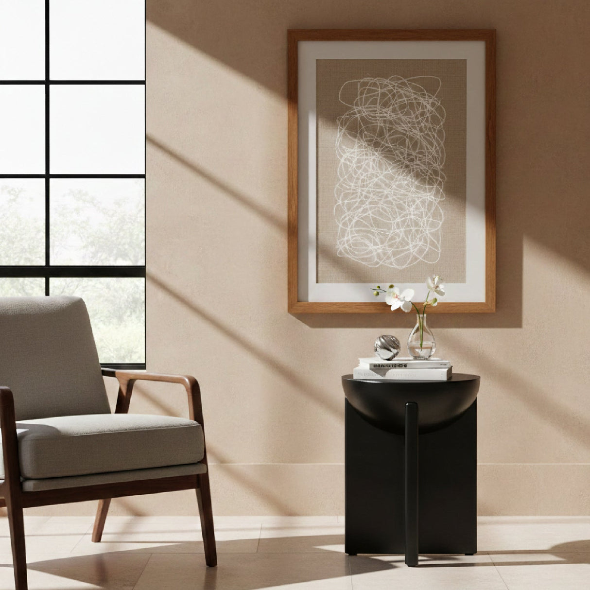 Black Solid Mango Side Table – Tume – angled view