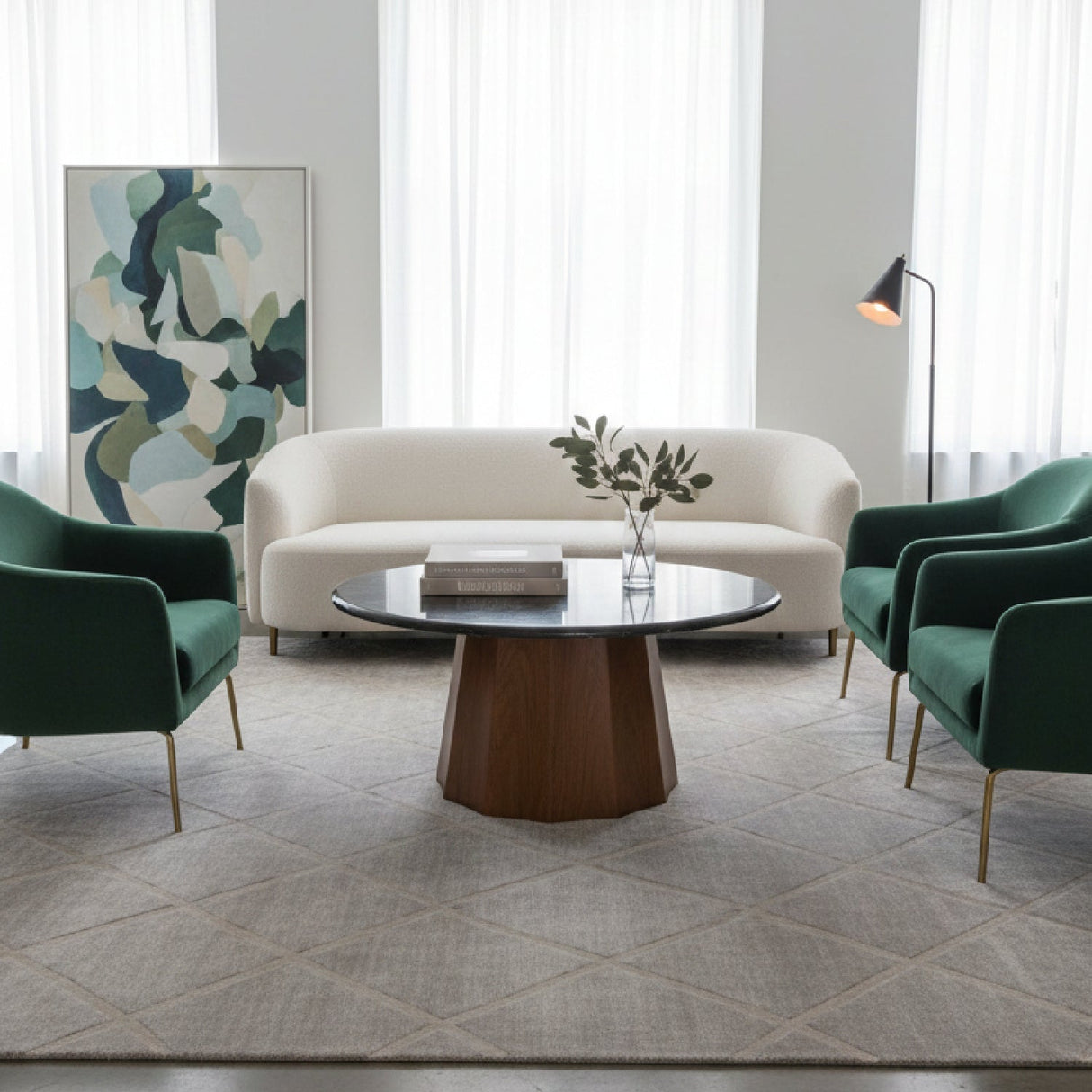 Black Marble Round Coffee Table – Aipe – angled view