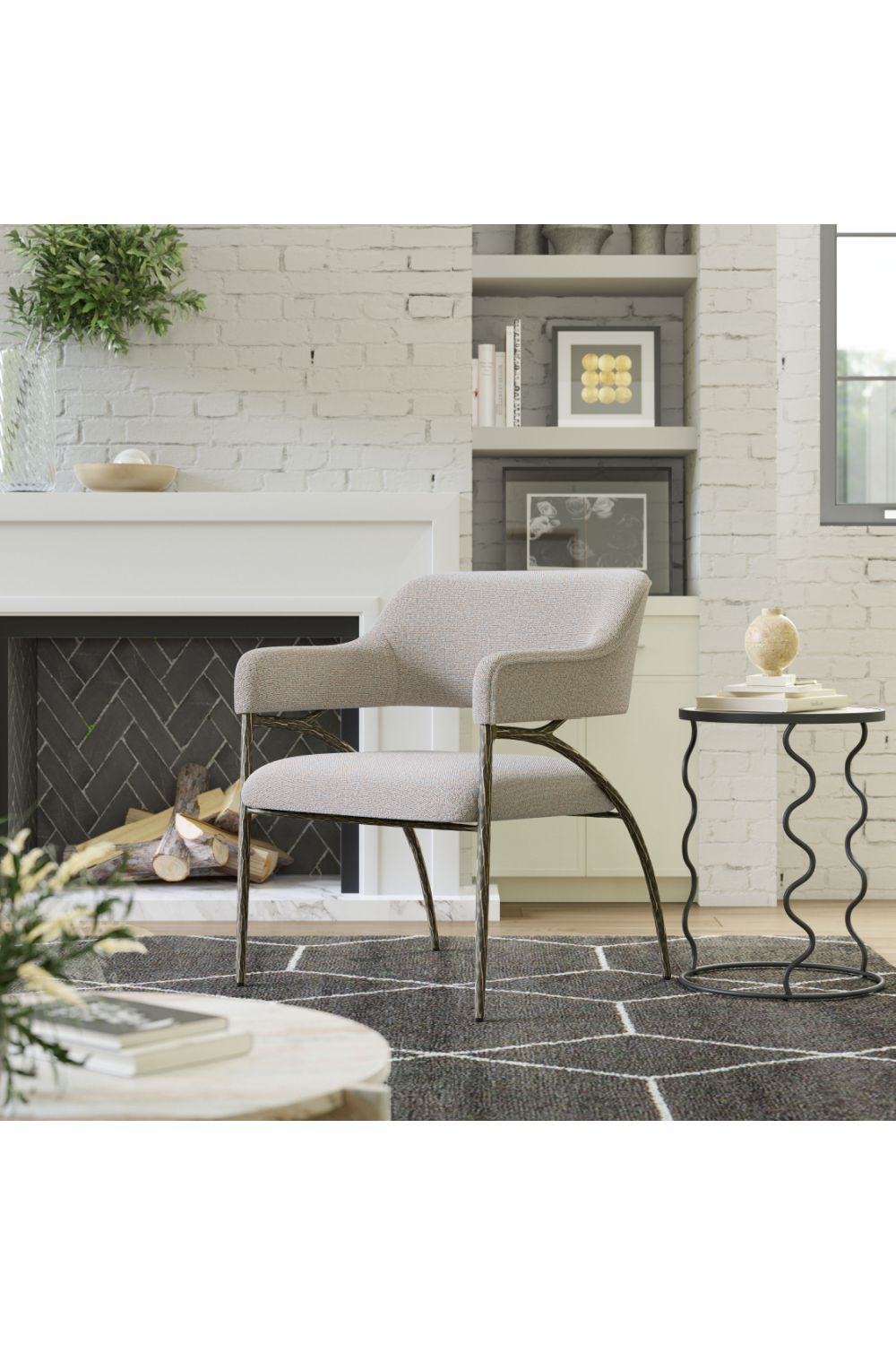 Gray Textured Fabric Accent Chair | Oroa.com
