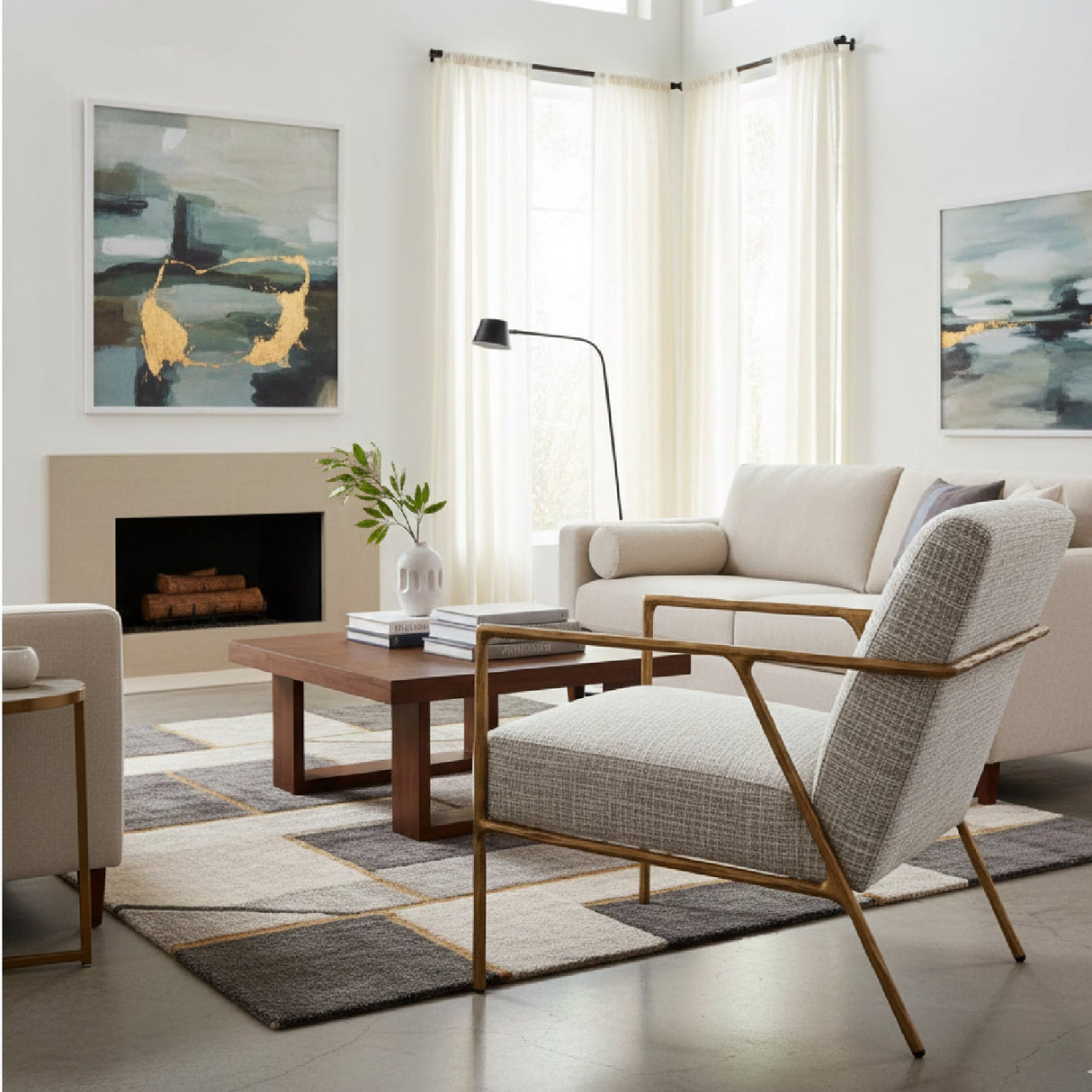 Steel-Framed Beige Lounge Chair | OROA Modern Norrebro | Oroa.com
