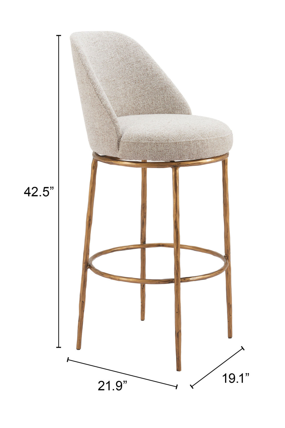 Beige Swivel Bar Stool | OROA Modern Nordhavn | Oroa.com