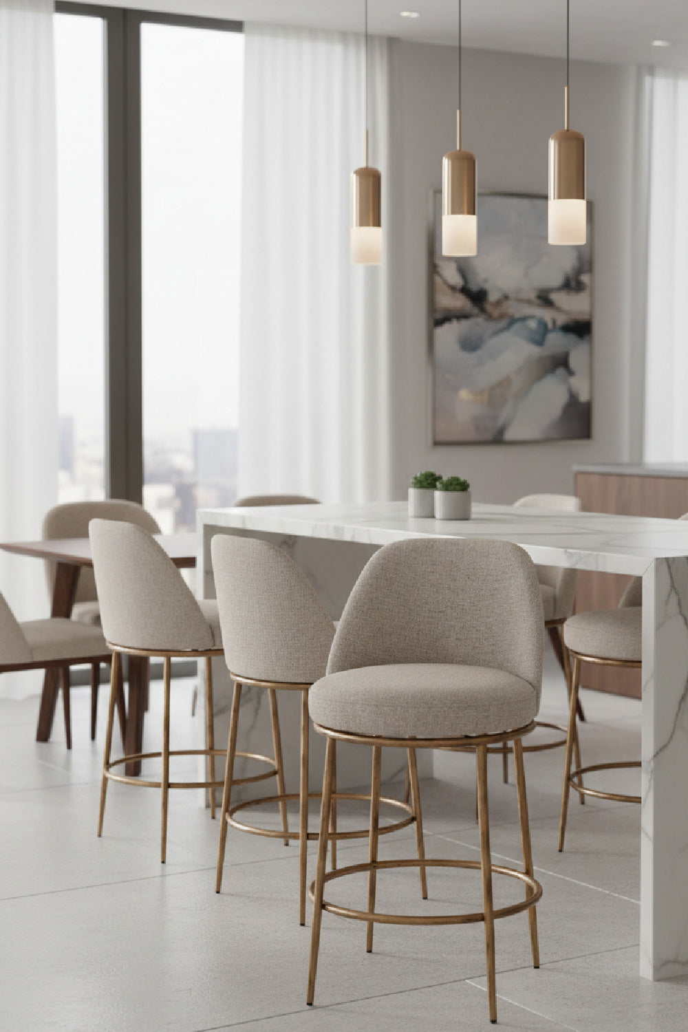 Beige Swivel Counter Stool | OROA Modern Nordhavn | Oroa.com