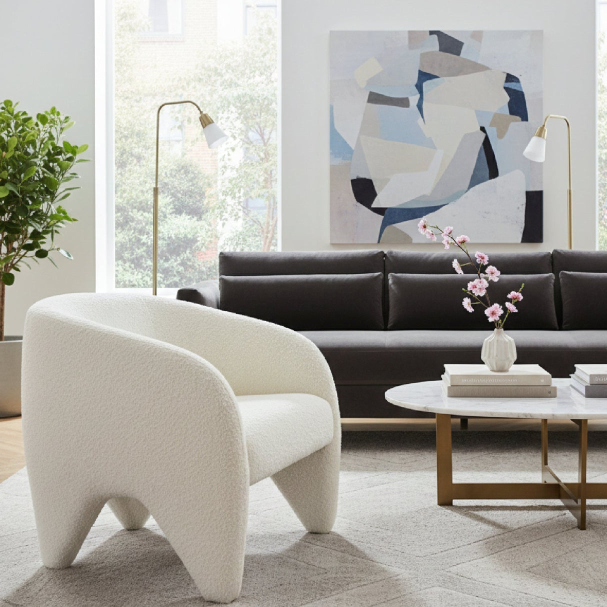 White Shearling Accent Chair | OROA Modern Lopta | Oroa.com