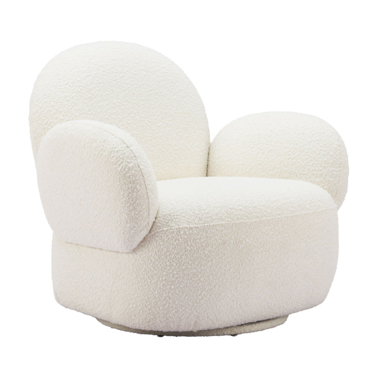 White Shearling Swivel Chair – Pilka – front view