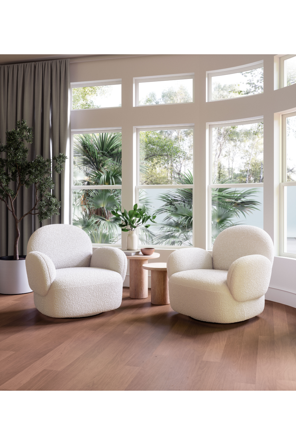 White Shearling Swivel Chair | OROA Modern Pilka | Oroa.com