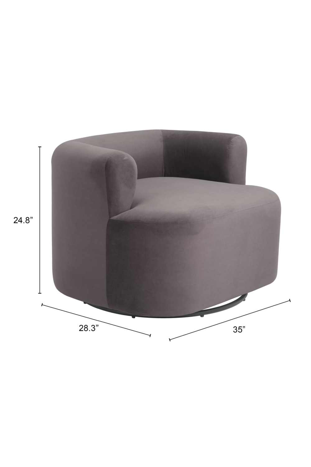 Gray Velvet Swivel Chair | Oroa.com
