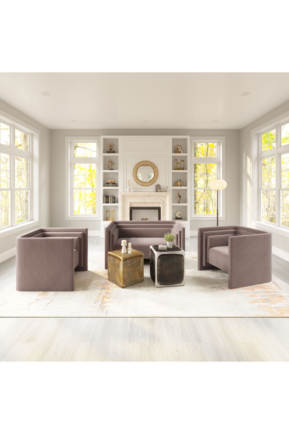 Taupe Velvet Loveseat | OROA Modern Trippel | Oroa.com