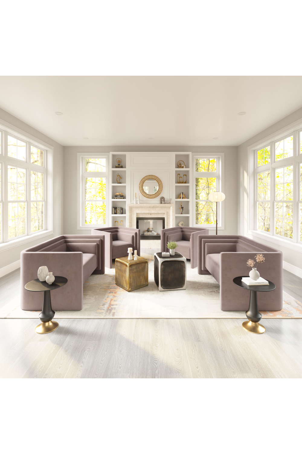 Taupe Velvet Loveseat | OROA Modern Trippel | Oroa.com