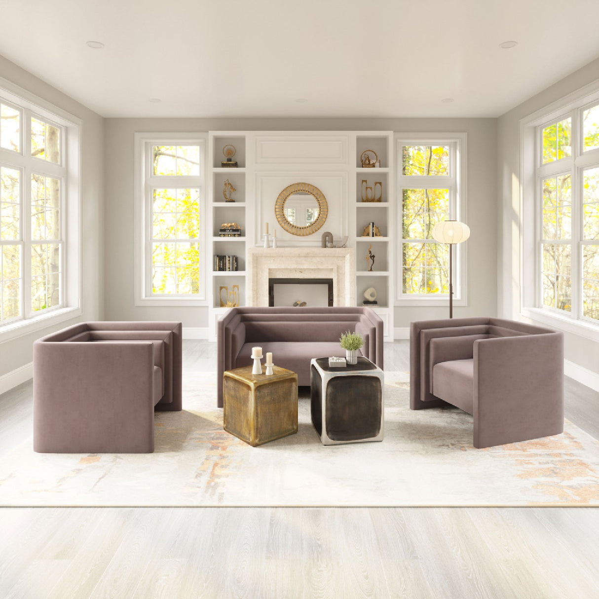 Taupe Velvet Loveseat | OROA Modern Trippel
