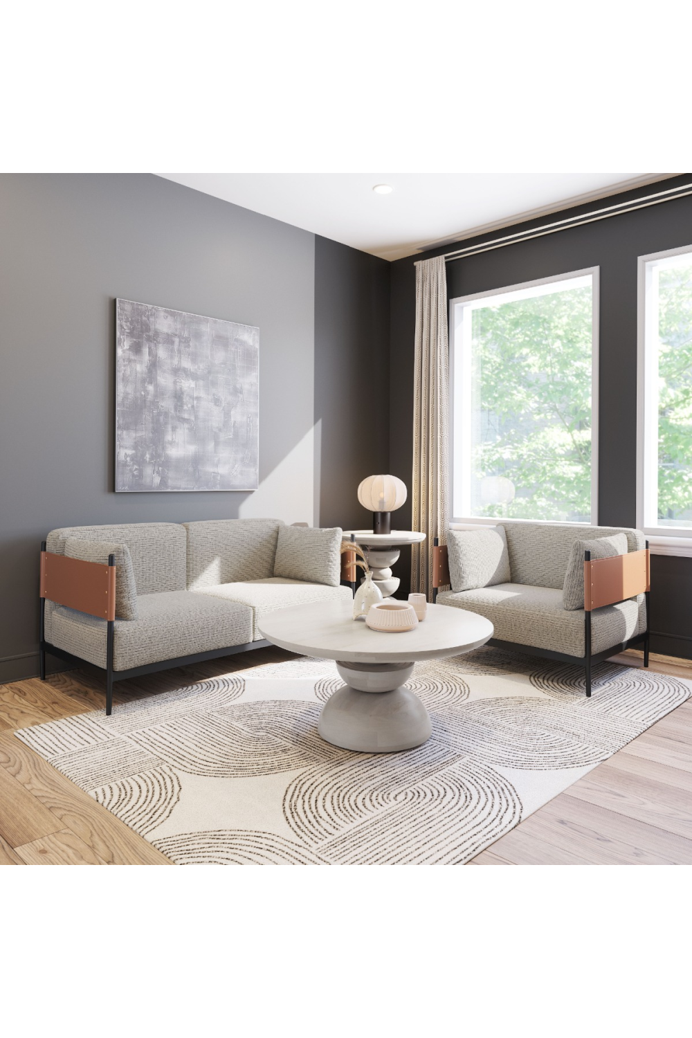 Gray Textured Fabric Loveseat | OROA Modern Stirbe | Oroa.com