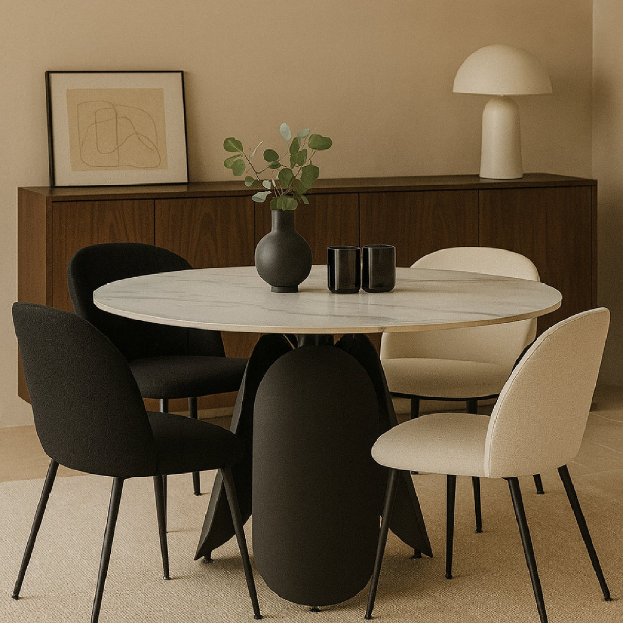 White Sintered Stone Dining Table | OROA Modern Toru | Oroa.com