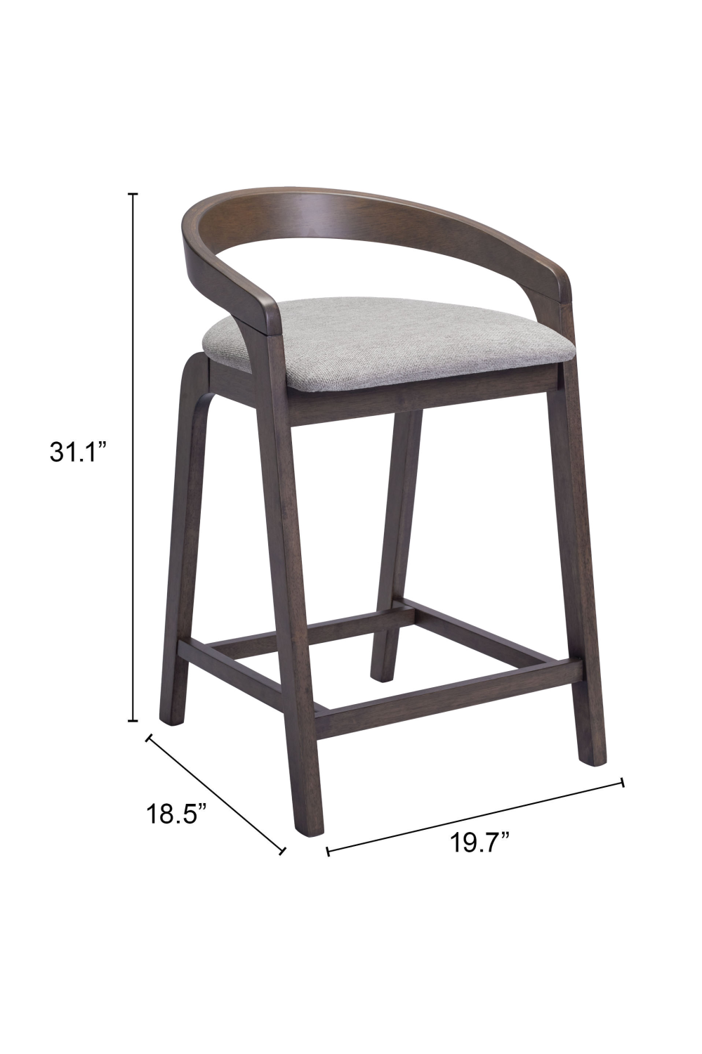 Gray Padded Seat Counter Stools (2) | OROA Modern Troy | Oroa.com