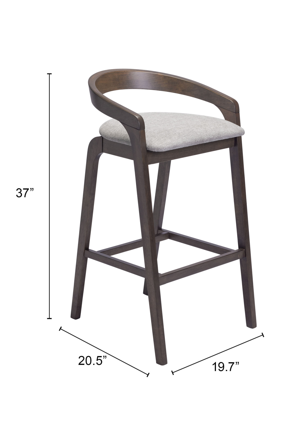 Gray Padded Seat Bar Stools (2) | OROA Modern Troy | Oroa.com