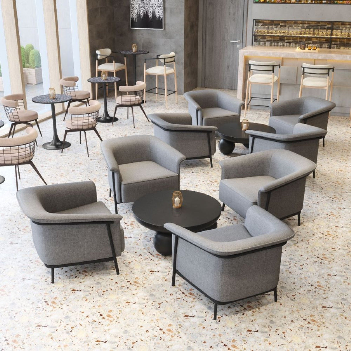 Black Terrazzo Bistro Table | OROA Modern Bite | Oroa.com