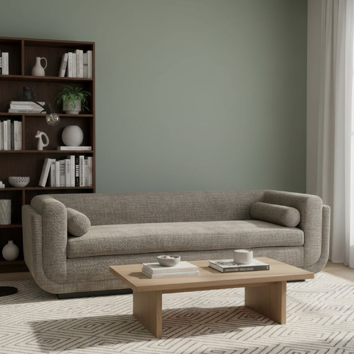Green Tweed Sofa – Sereneu – angled view