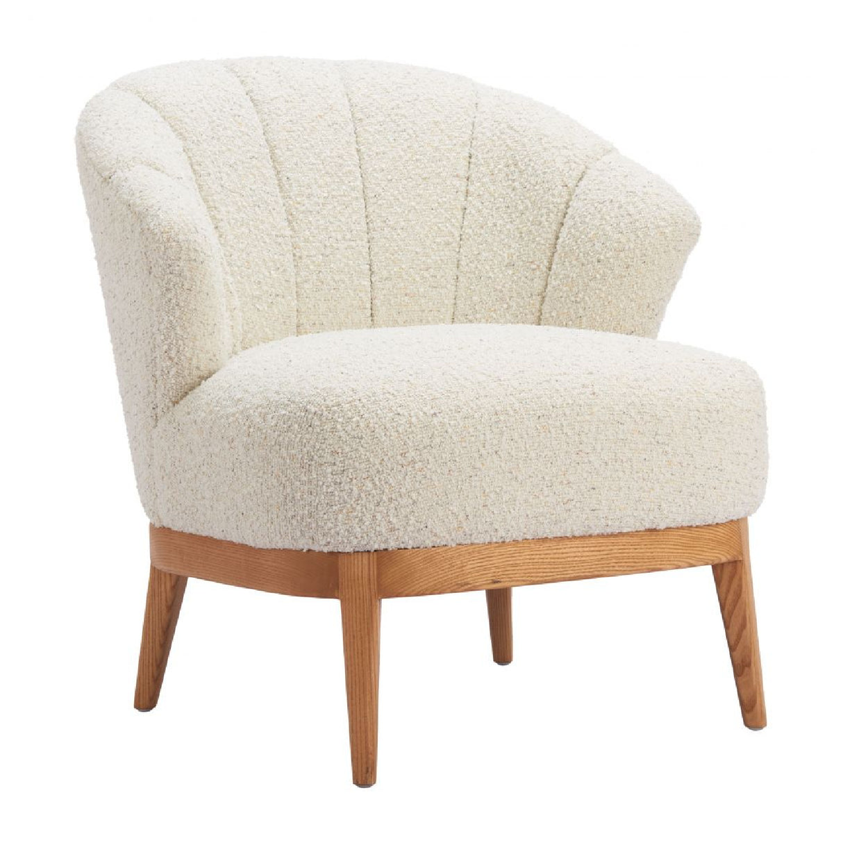 Beige Curved-Back Lounge Chair | OROA Modern Leque | OROA.com