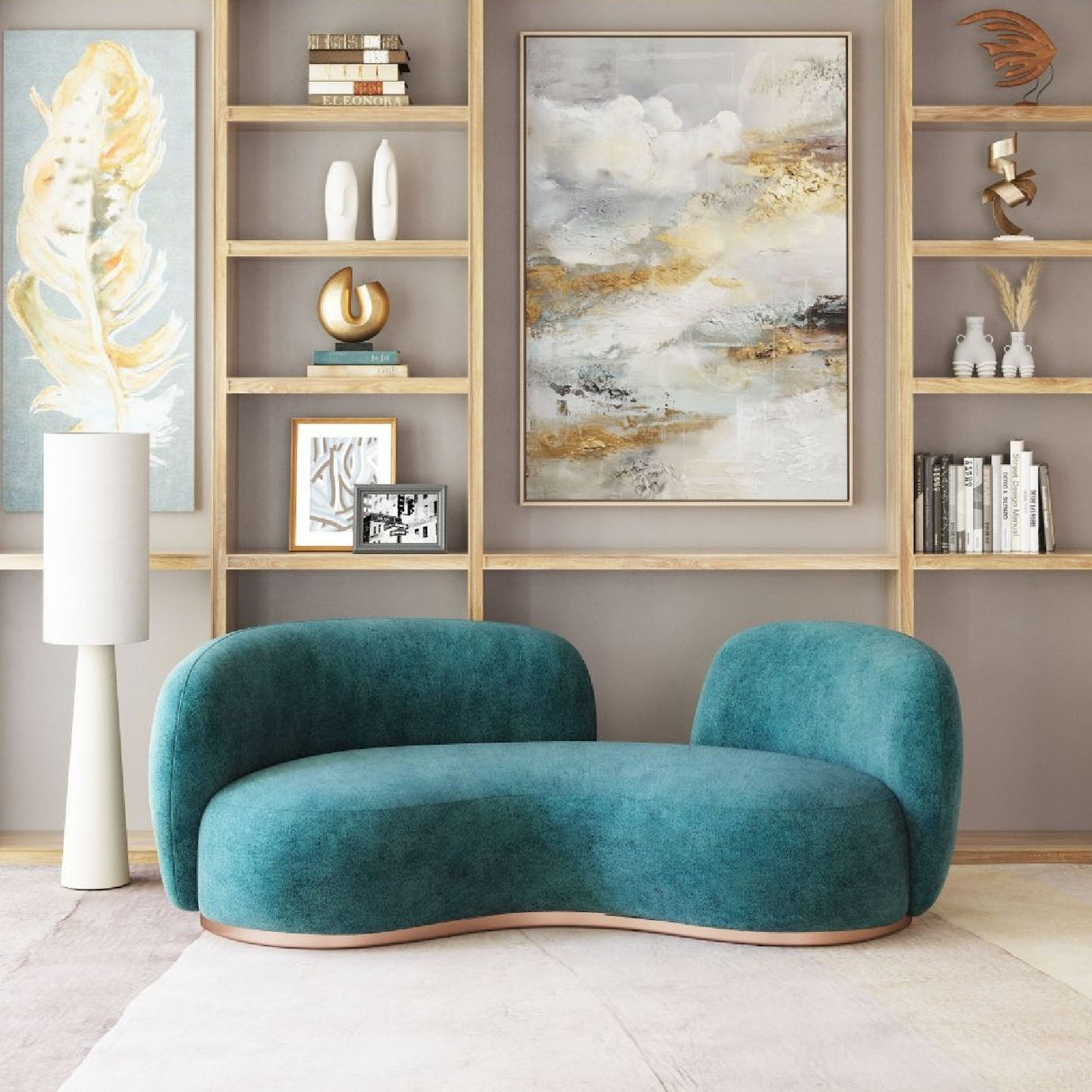 Teal Colored Curved Sofa – Jamela – alternate view 8
