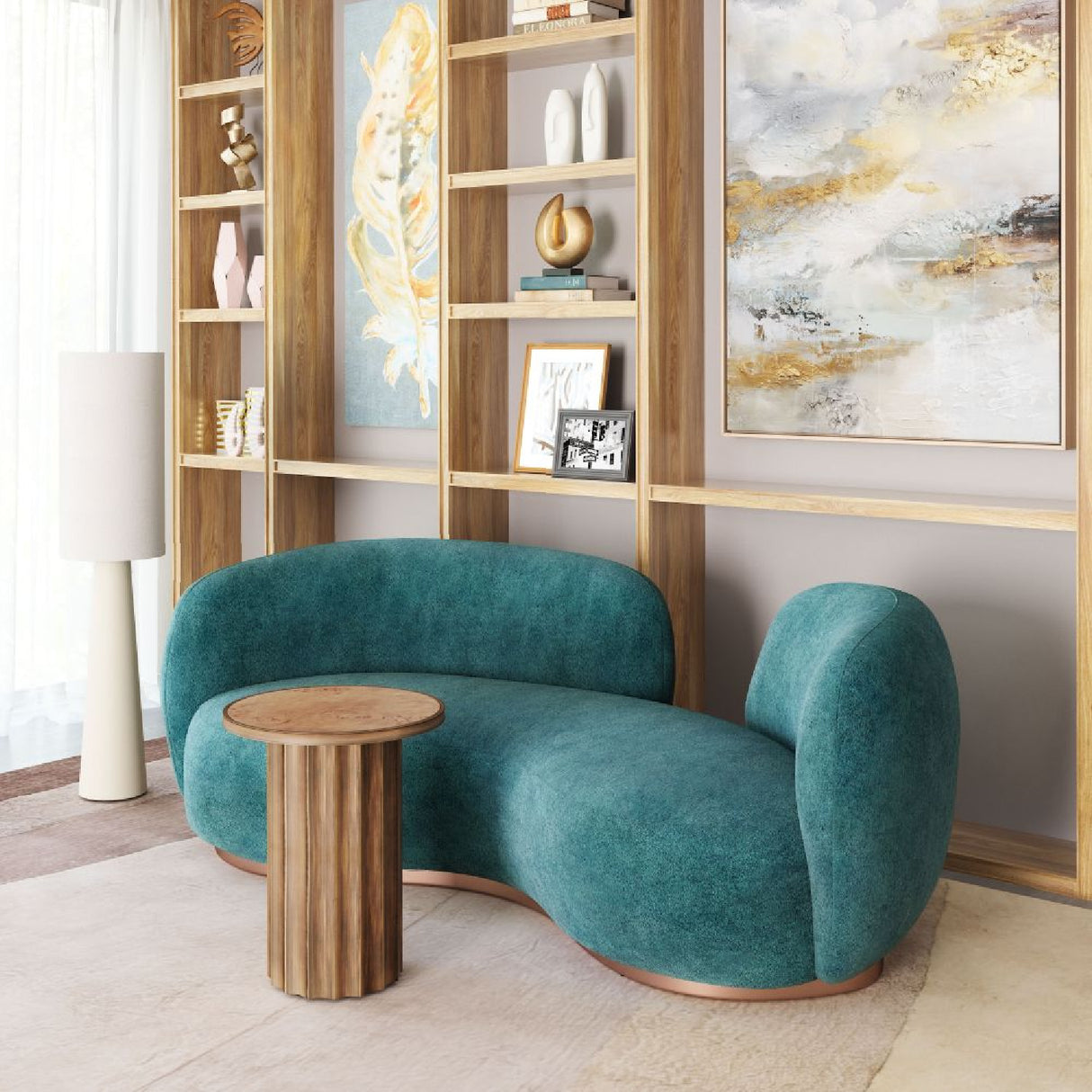 Teal Colored Curved Sofa – Jamela – alternate view 9