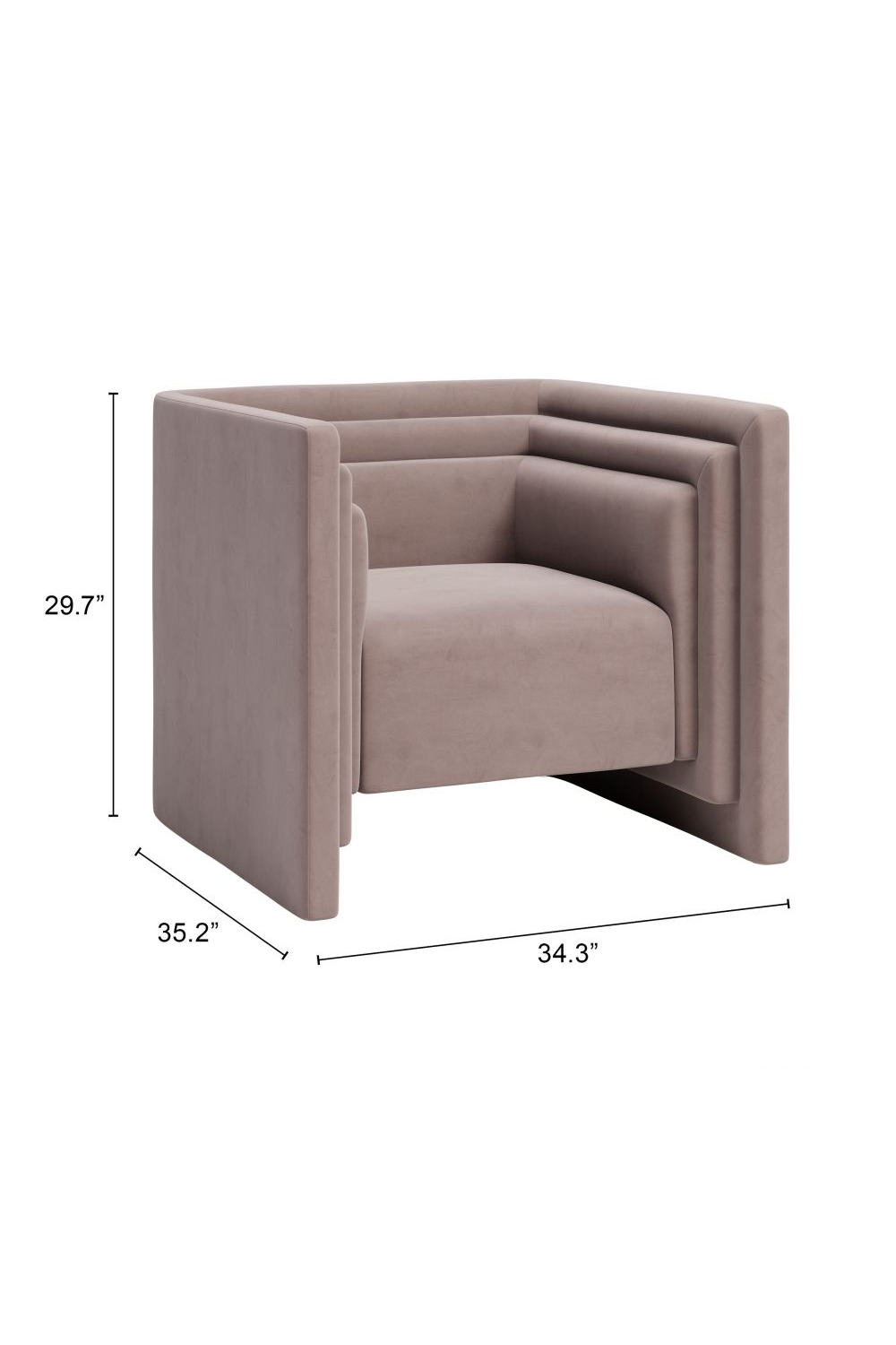 Taupe Velvet Angular Lounge Chair | OROA Modern Trippel | Oroa.com