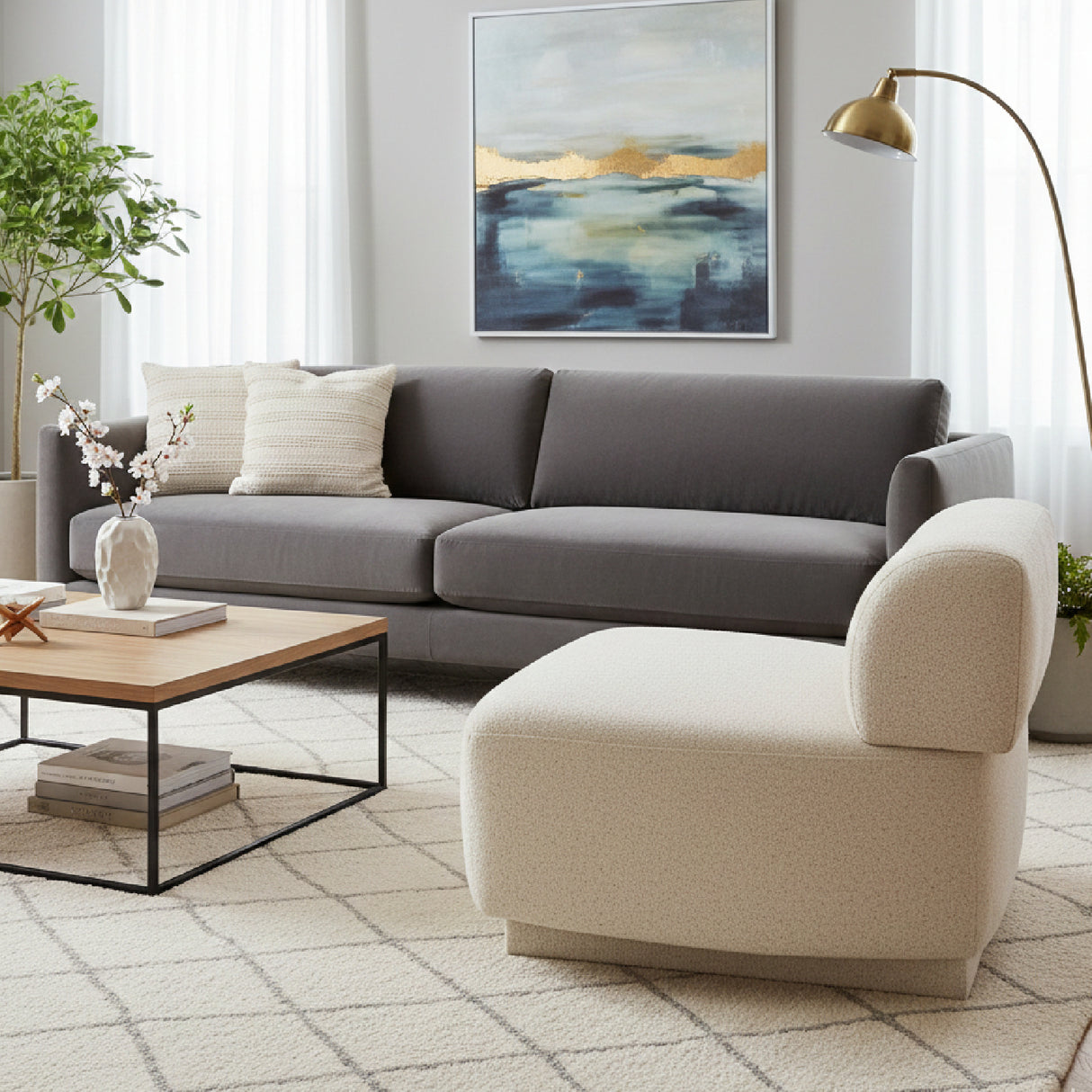 Beige Minimalist Accent Chair | Oroa.com