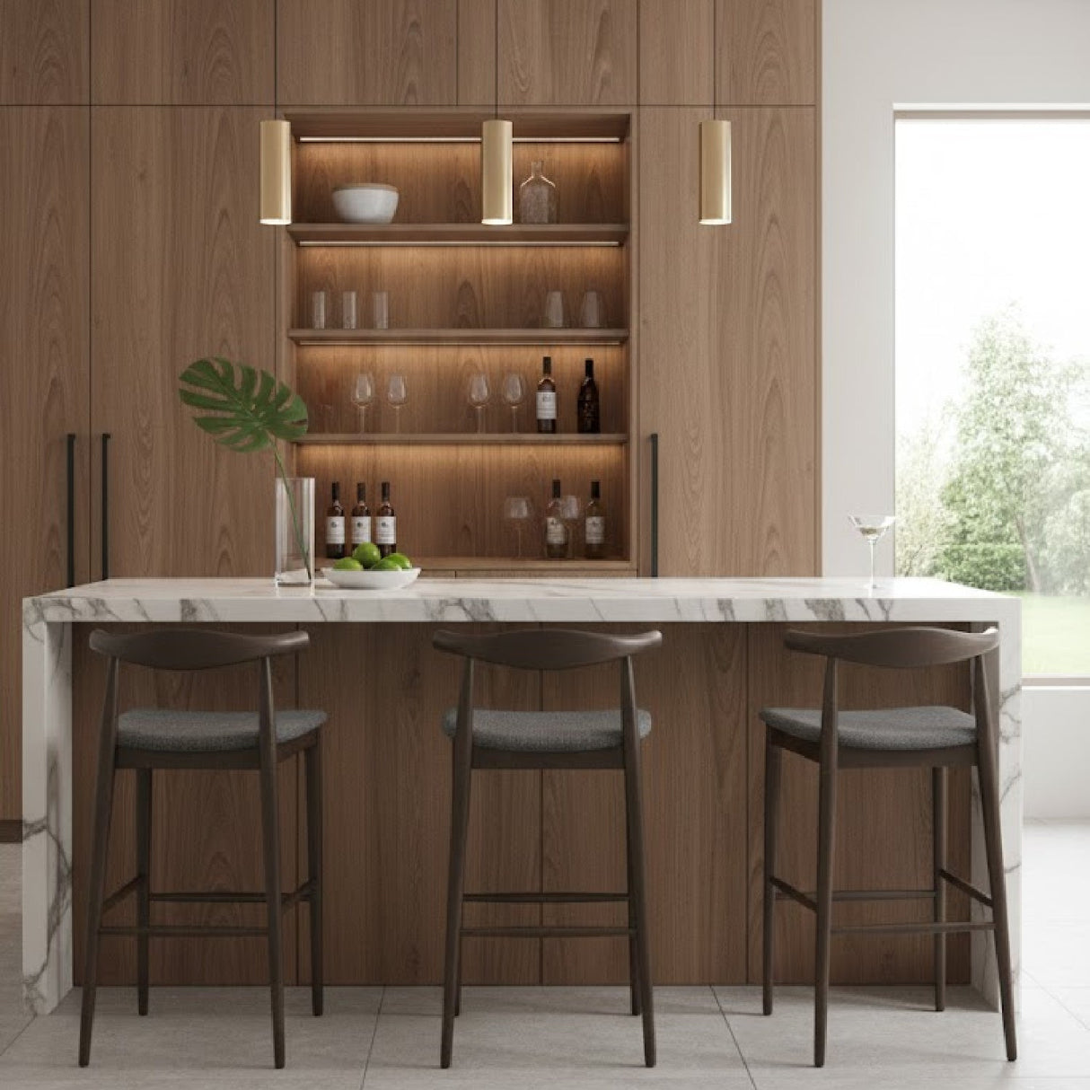 Dark Wooden Bar Stools (2) | OROA Modern Tuzka | Oroa.com