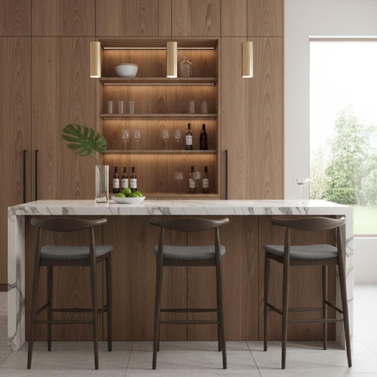 Dark Wooden Bar Stools (2) | OROA Modern Tuzka | Oroa.com
