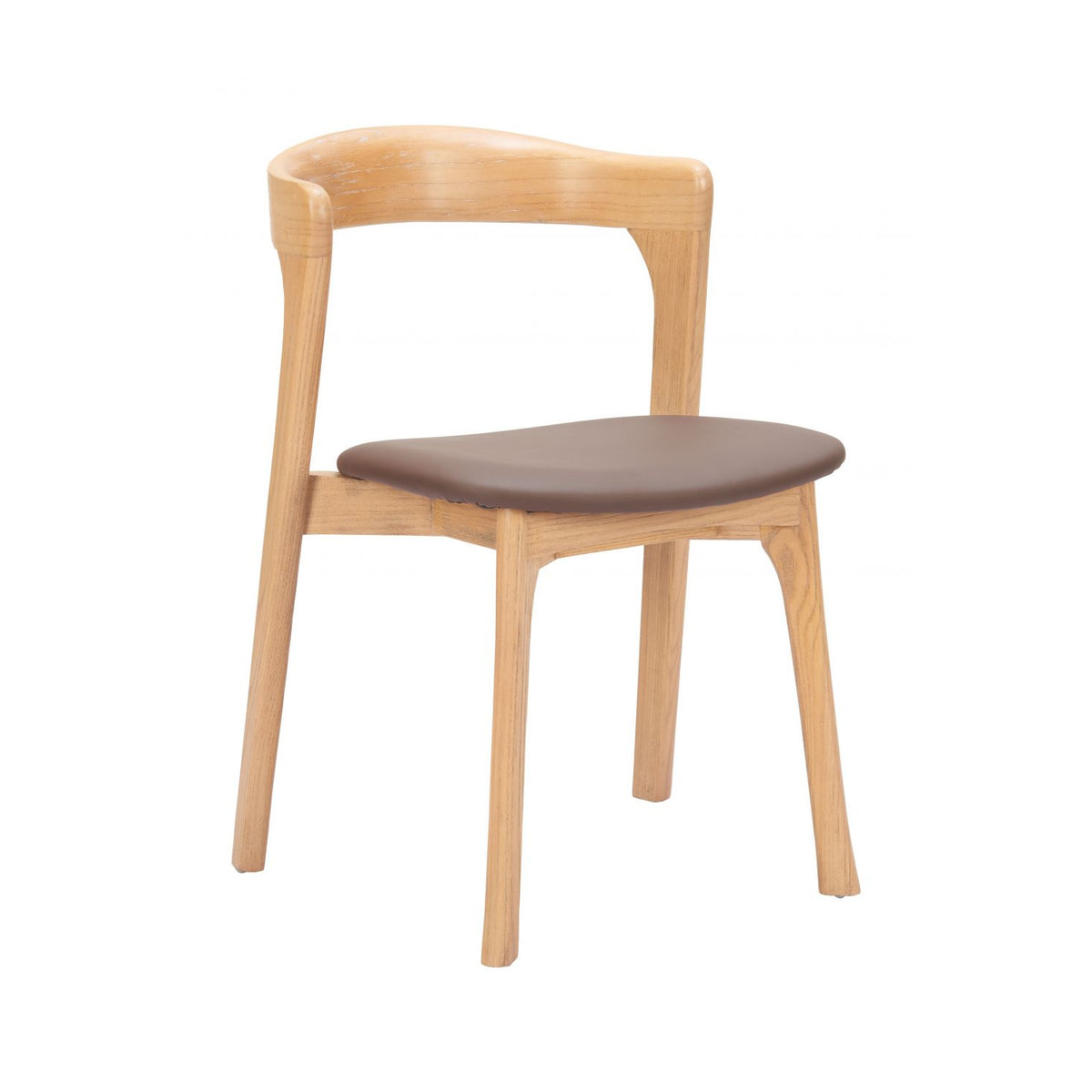 Brown Leather Seat Dining Chairs (2) | OROA Modern Pioro