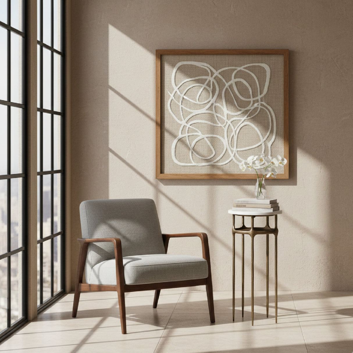 Brass Framed Marble Side Table | Oroa.com