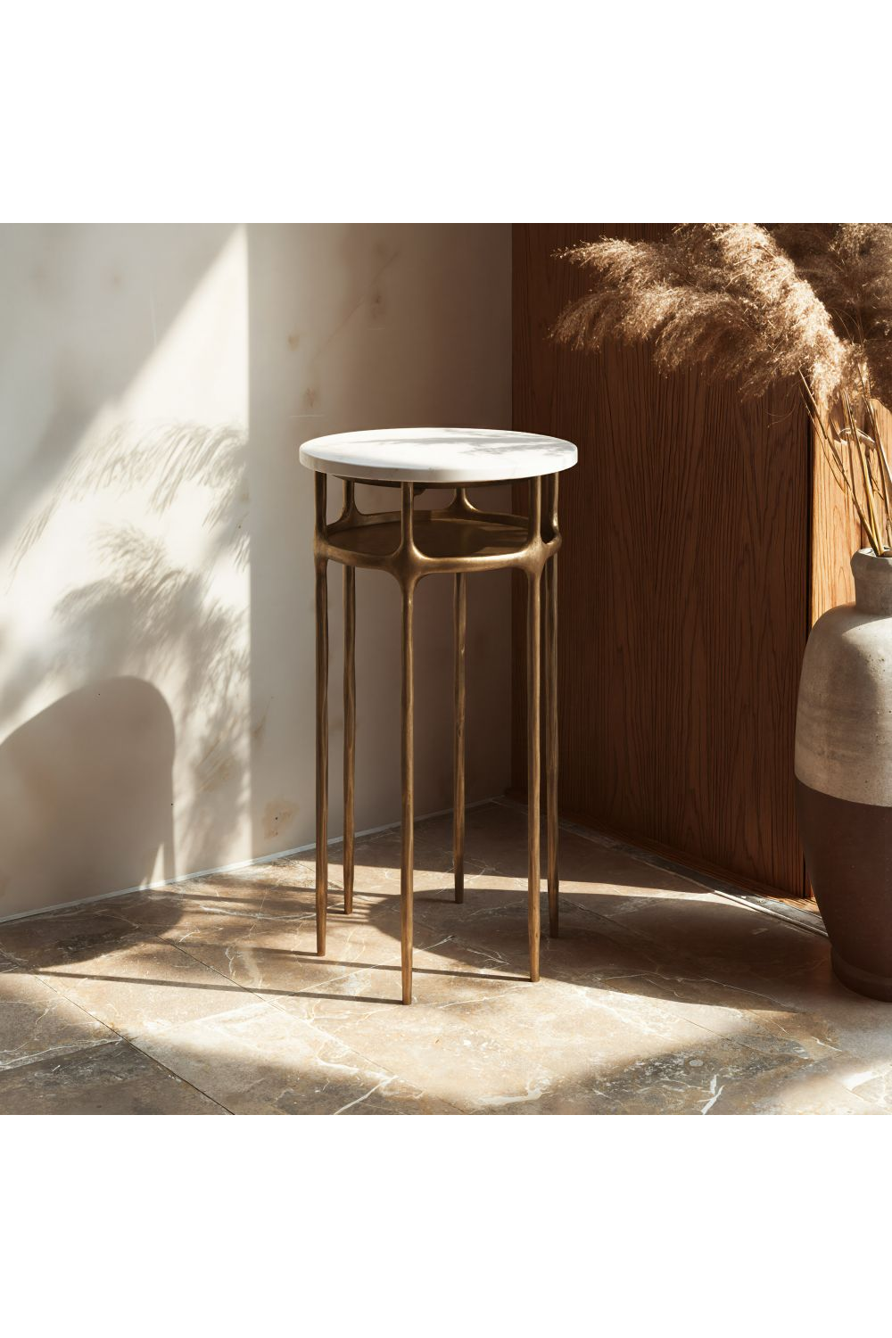 Brass Framed Marble Side Table | Oroa.com