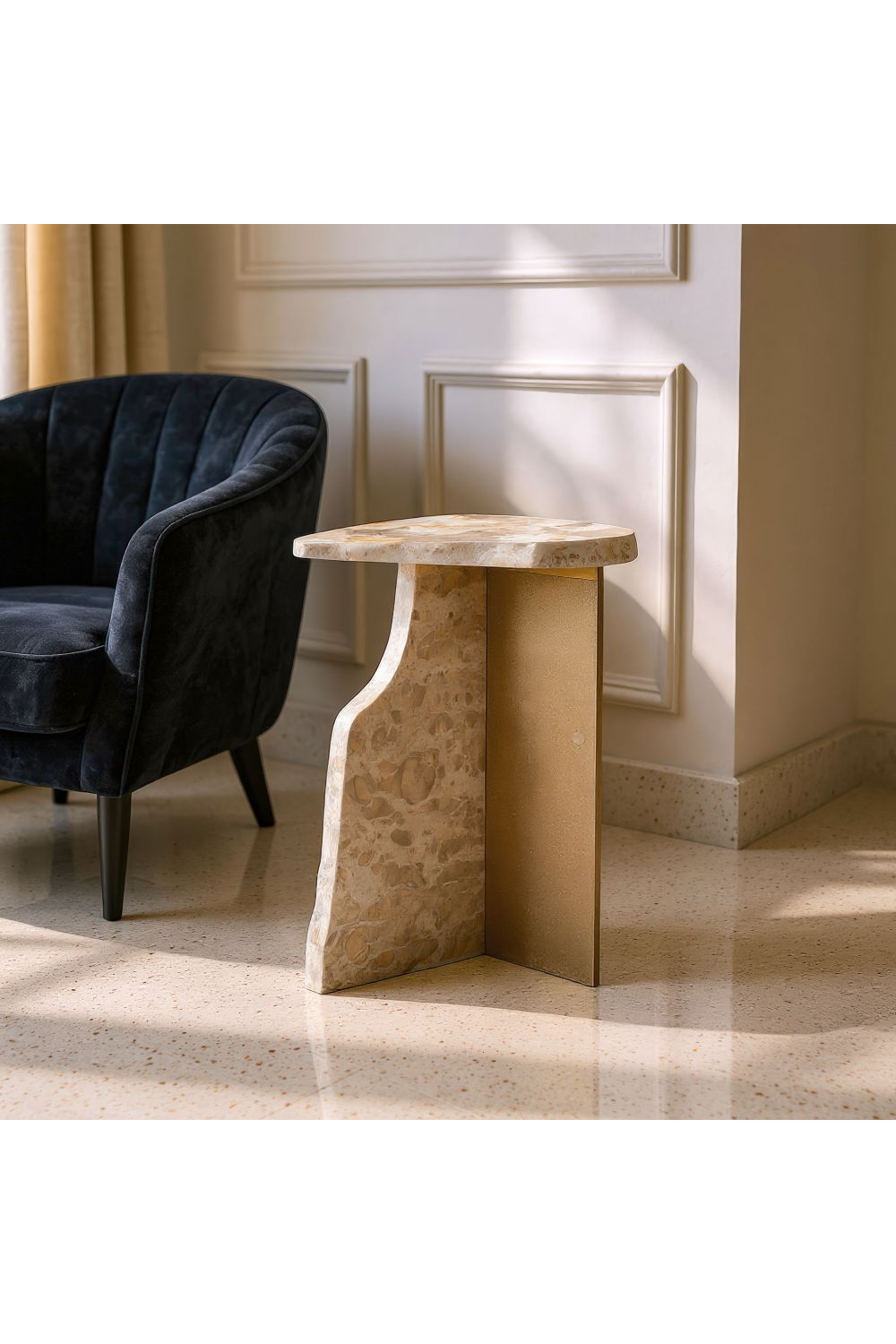 Organic-Shaped Marble Side Table | OROA Modern Surya | Oroa.com