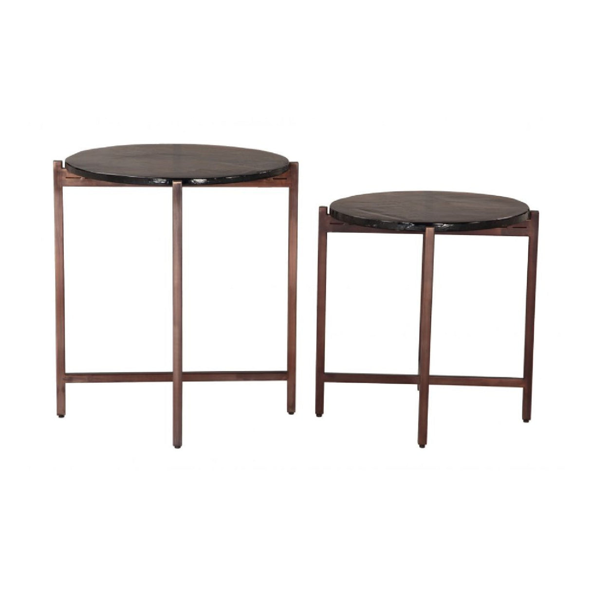 Black Cast Glass Coffee Tabled (2) – Gema – front view