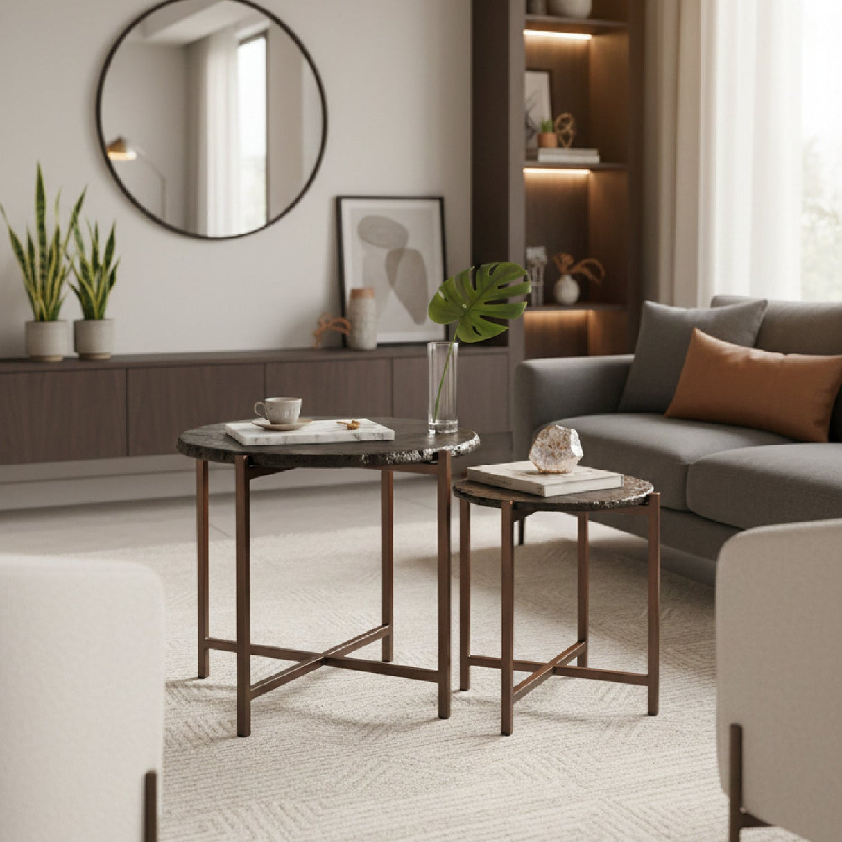 Black Cast Glass Coffee Tabled (2) – Gema – angled view