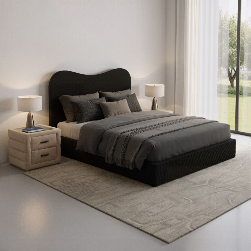 Beige Shearling 2-Drawer Nightstand | OROA Modern Soffice