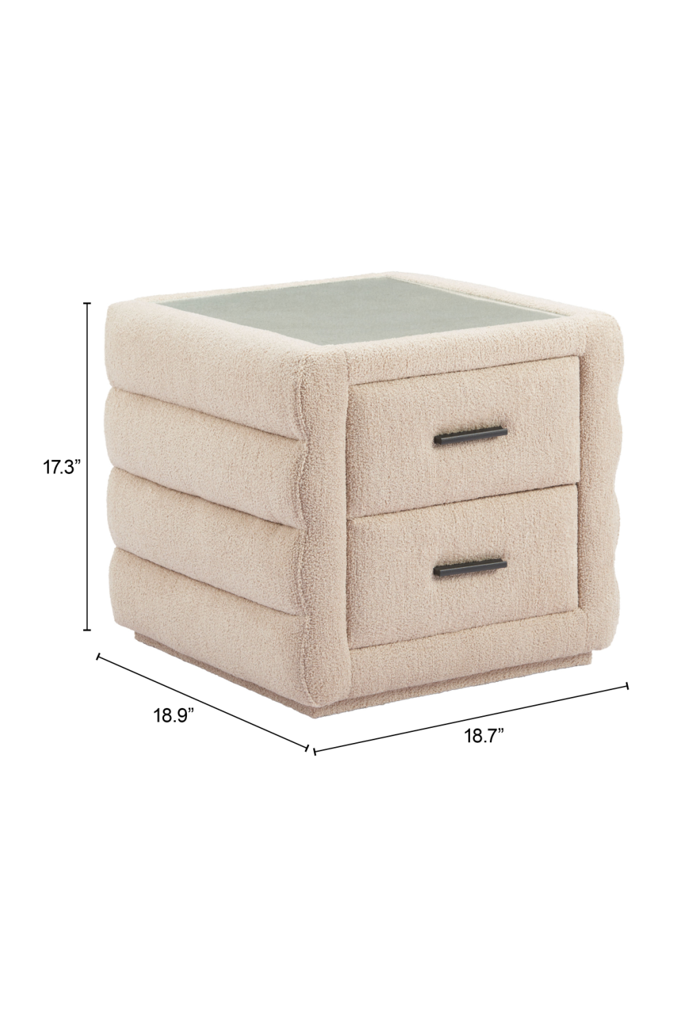 Beige Shearling 2-Drawer Nightstand | OROA Modern Soffice | Oroa.com