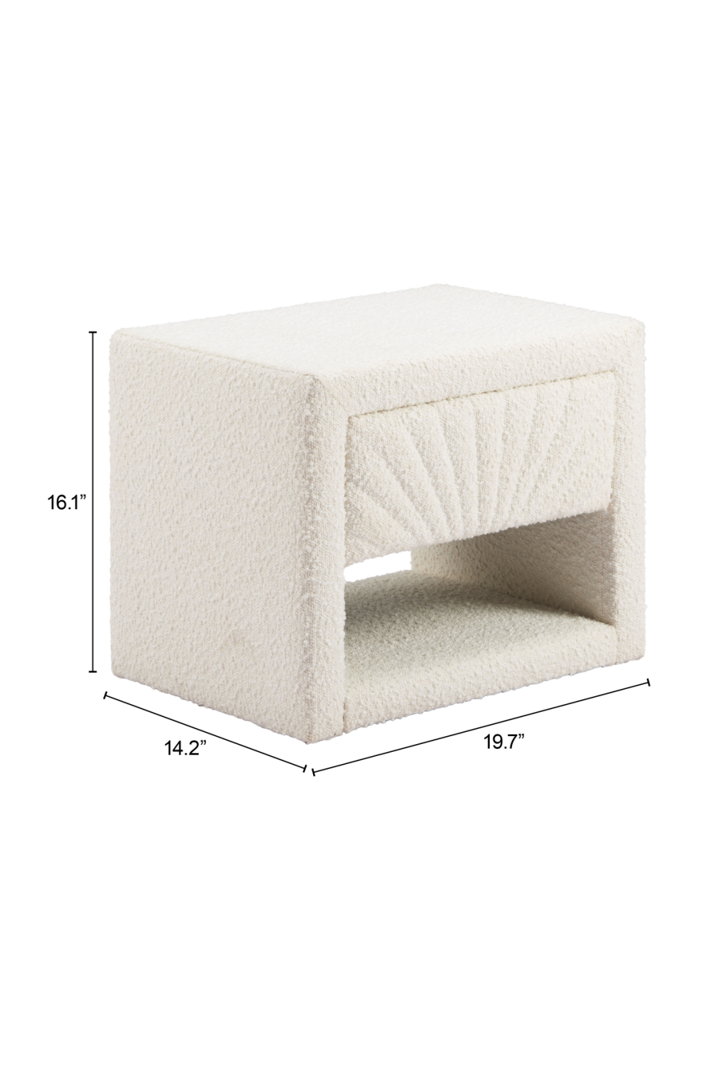 White Fabric 1-Drawer Nightstand | OROA Modern Barris | Oroa.com