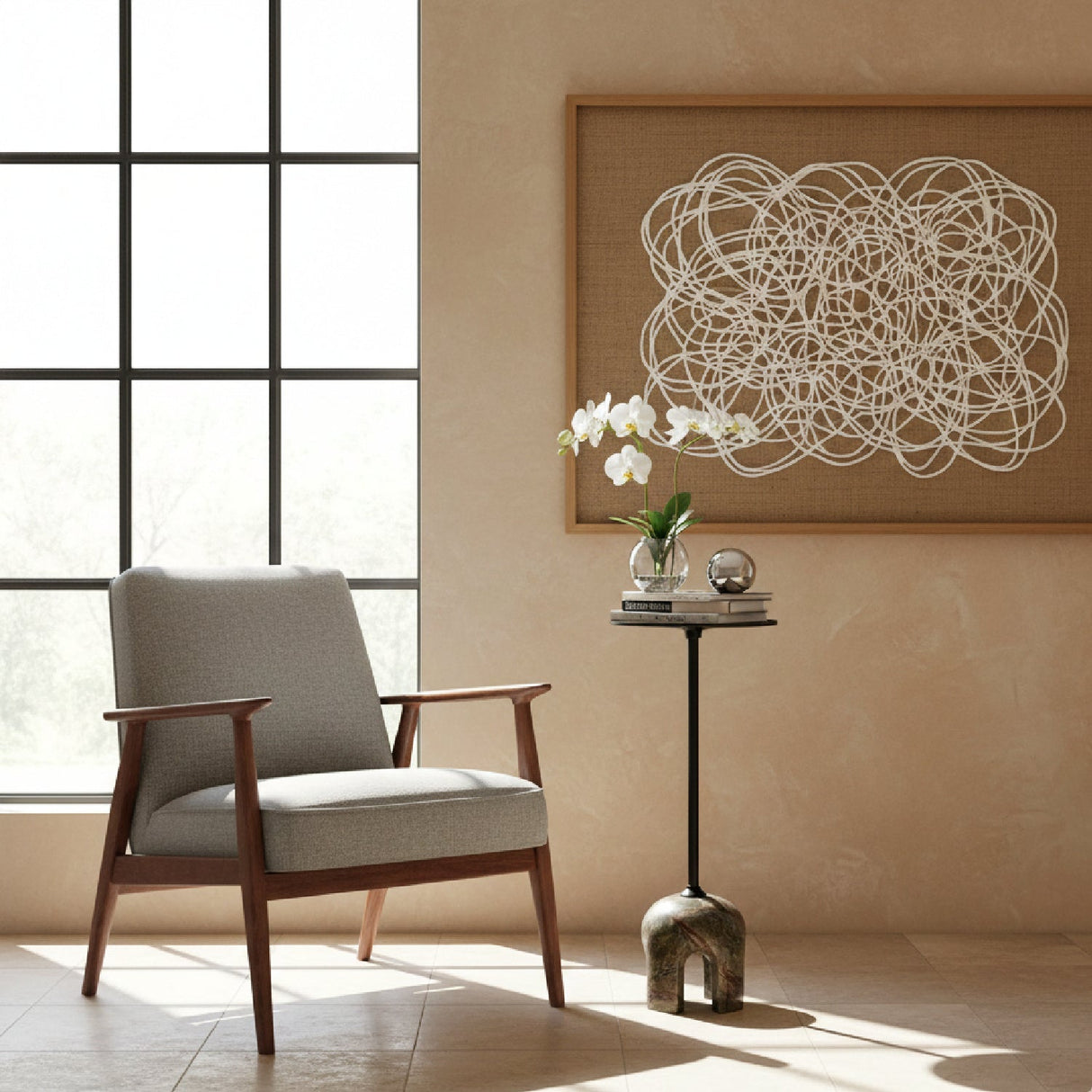 Black Iron Side Table – Kask – angled view