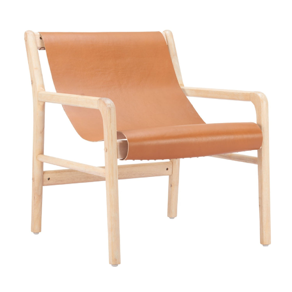 Tan Leather Accent Chair – Doek – front view
