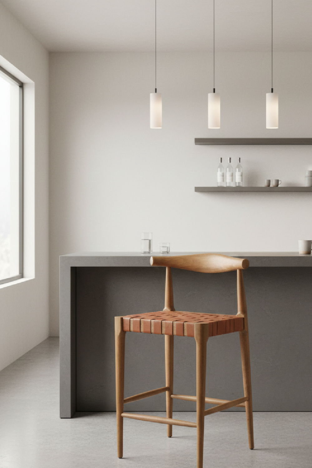 Tan Woven Leather Counter Stool – Bandani – alternate view 10