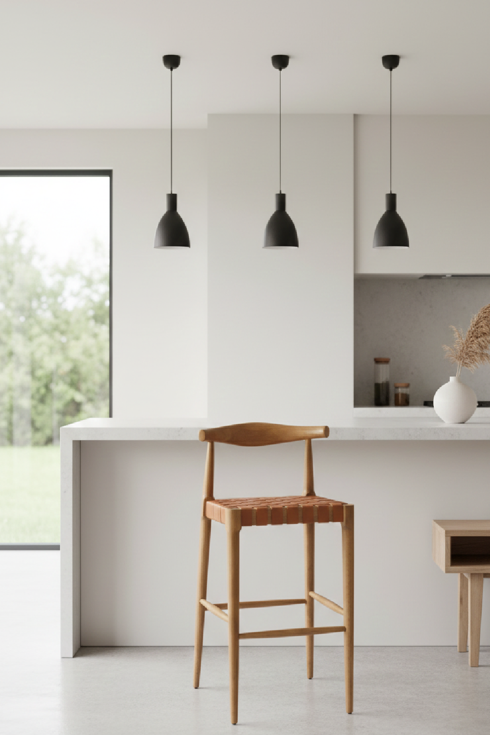 Tan Woven Leather Bar Stool | OROA Modern Bandani