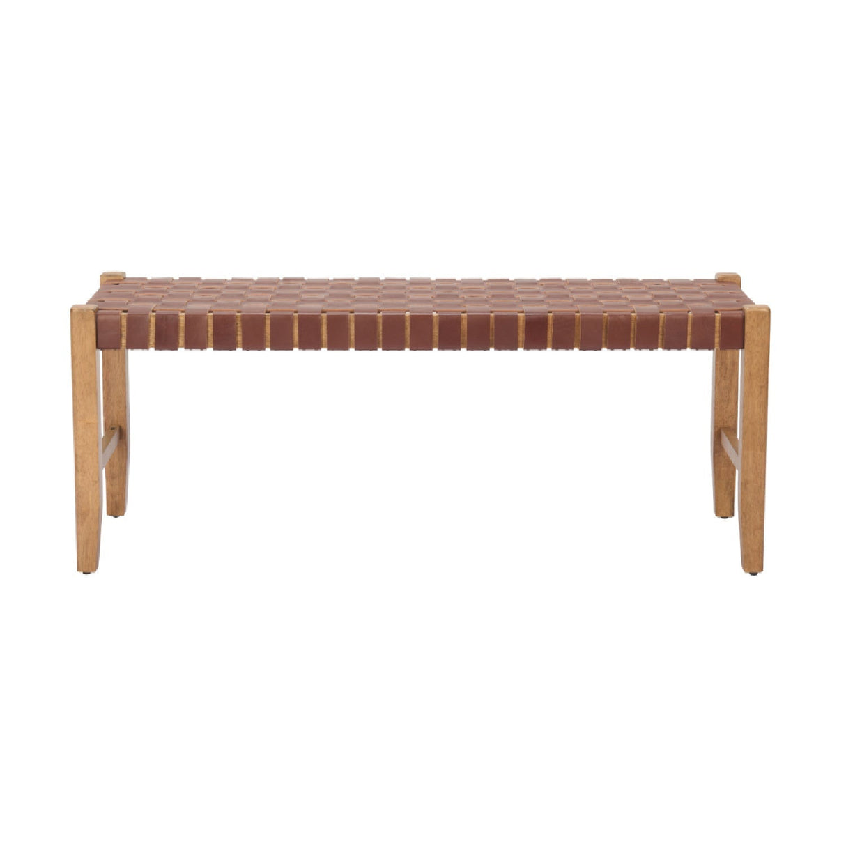 Brown Woven Leather Bench – Bandani – front view