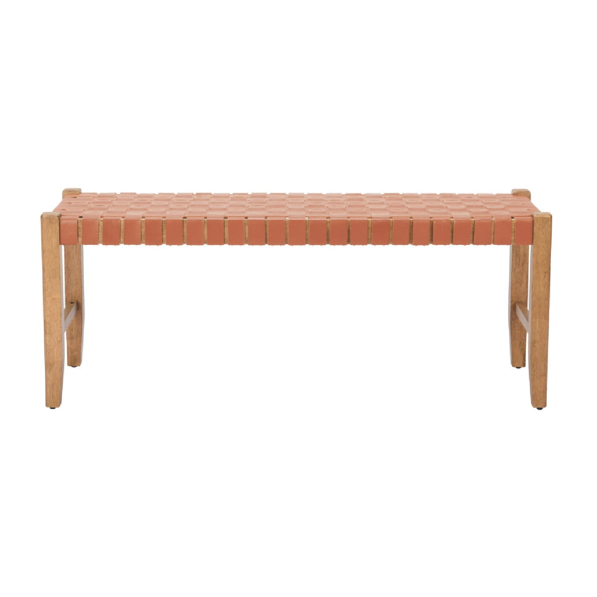 Tan Woven Leather Bench – Bandani – front view