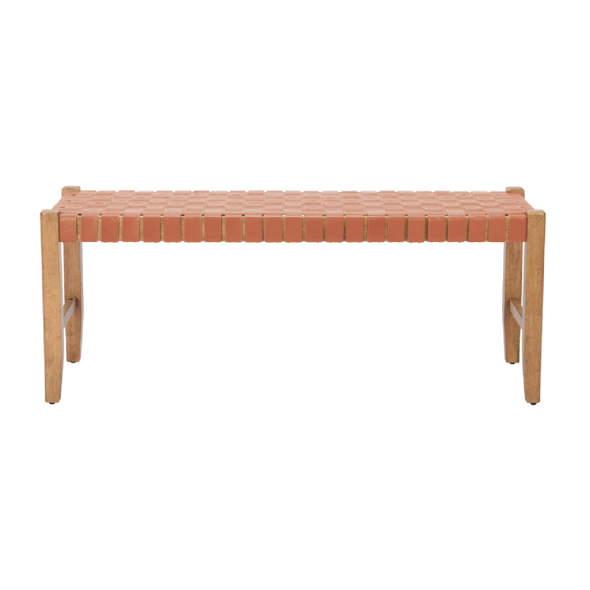 Tan Woven Leather Bench | OROA Modern Bandani