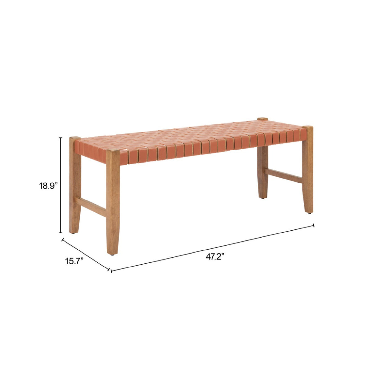 Tan Woven Leather Bench – Bandani – alternate view 7