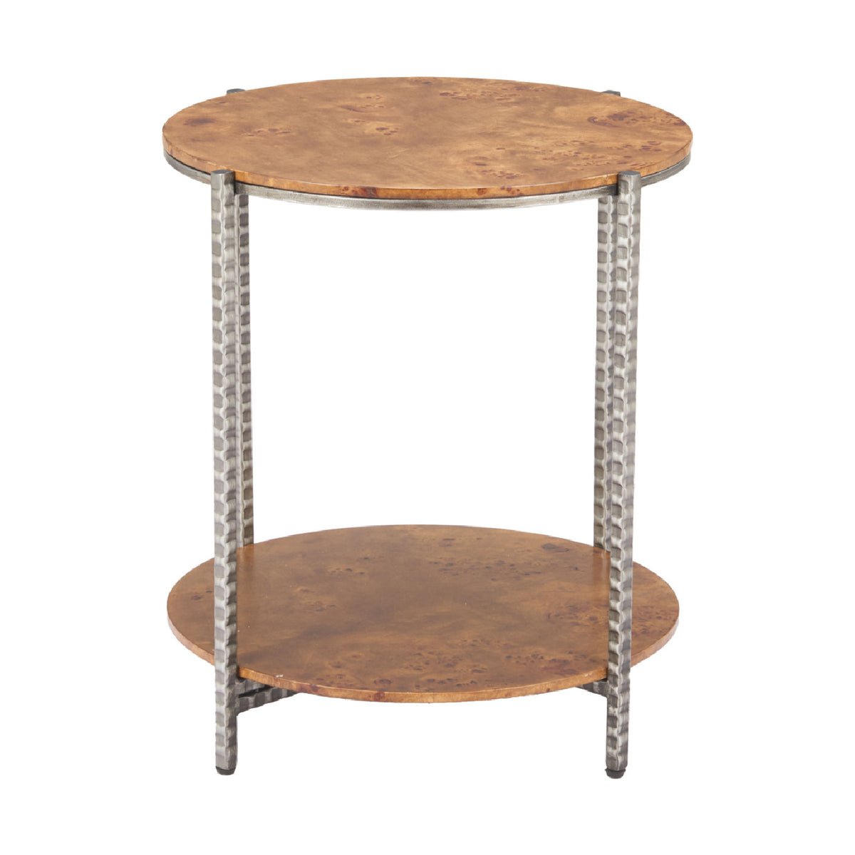 Burl Veneer 2-Layer Side Table – Adna – angled view
