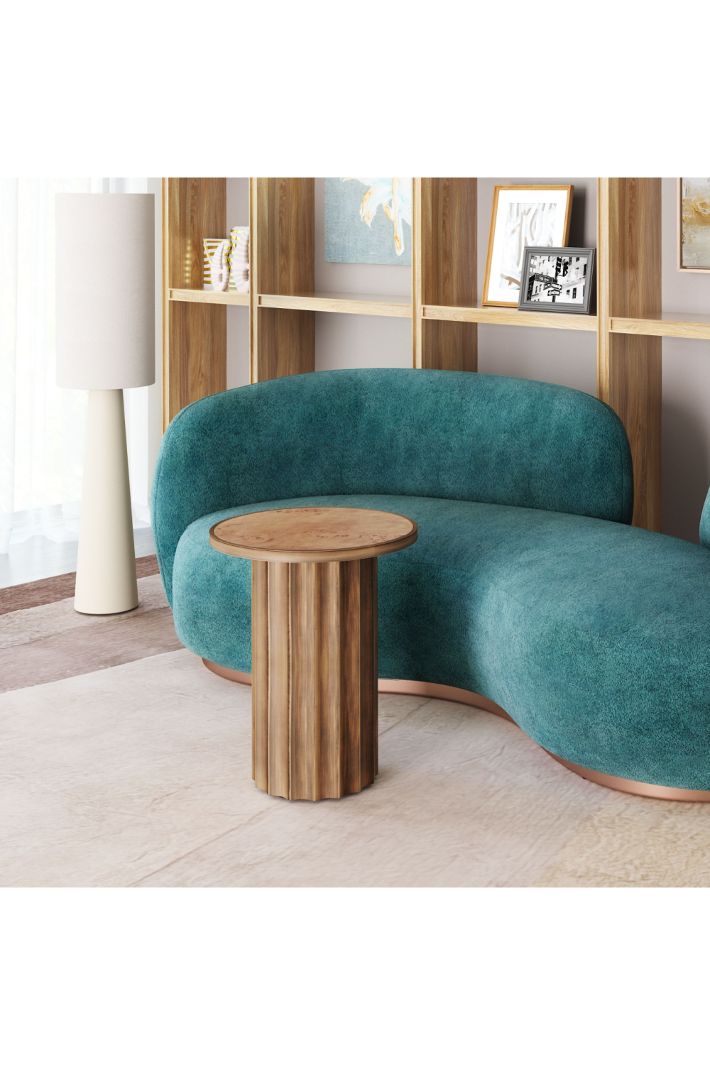 Burl Veneer Round Side Table | OROA Modern Afinato | Oroa.com