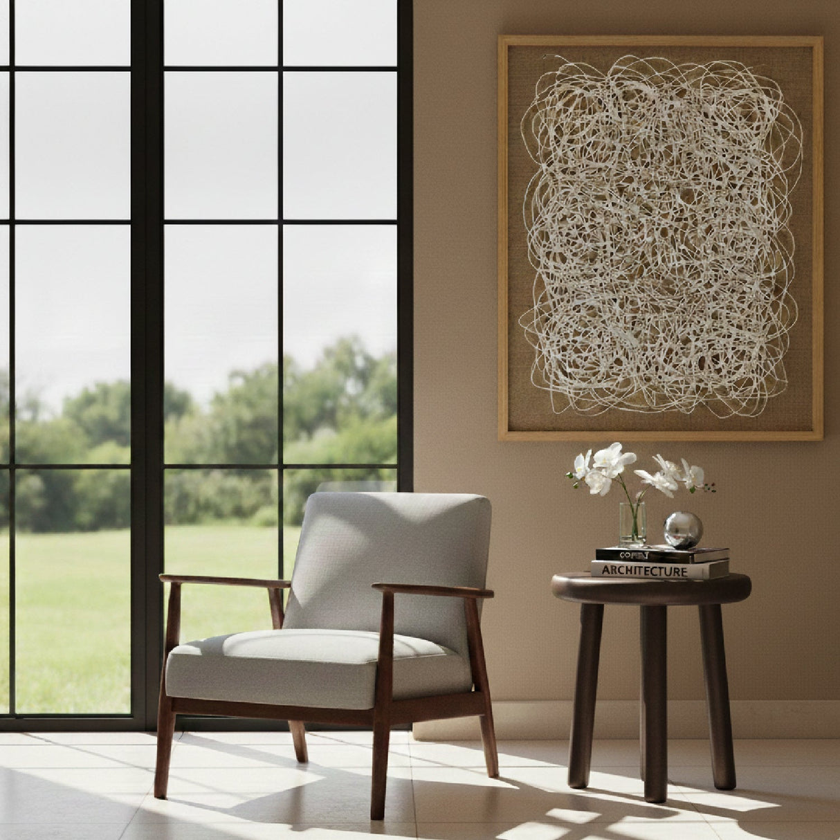 Bronze Round Side Table – Arian – angled view