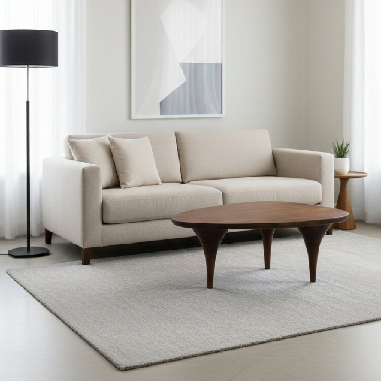 Walnut Finished Coffee Table – Spiker – angled view