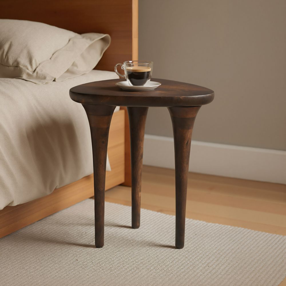 Walnut Finished Side Table – Spiker – angled view