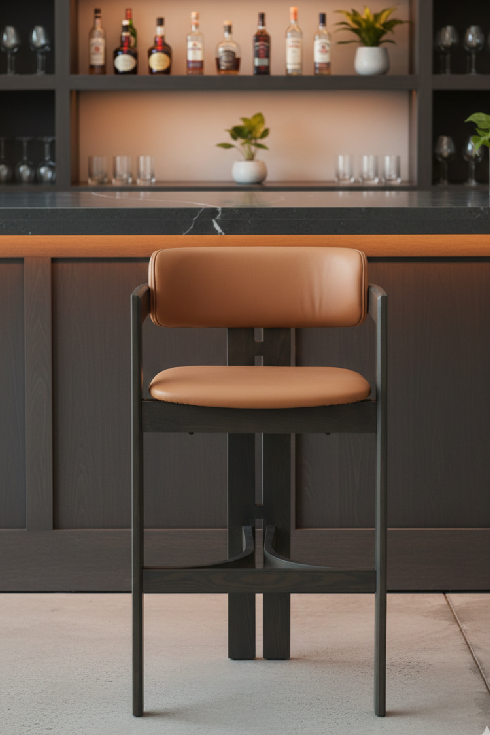 Wood Framed Brown Bar Stool | OROA Modern Shaili