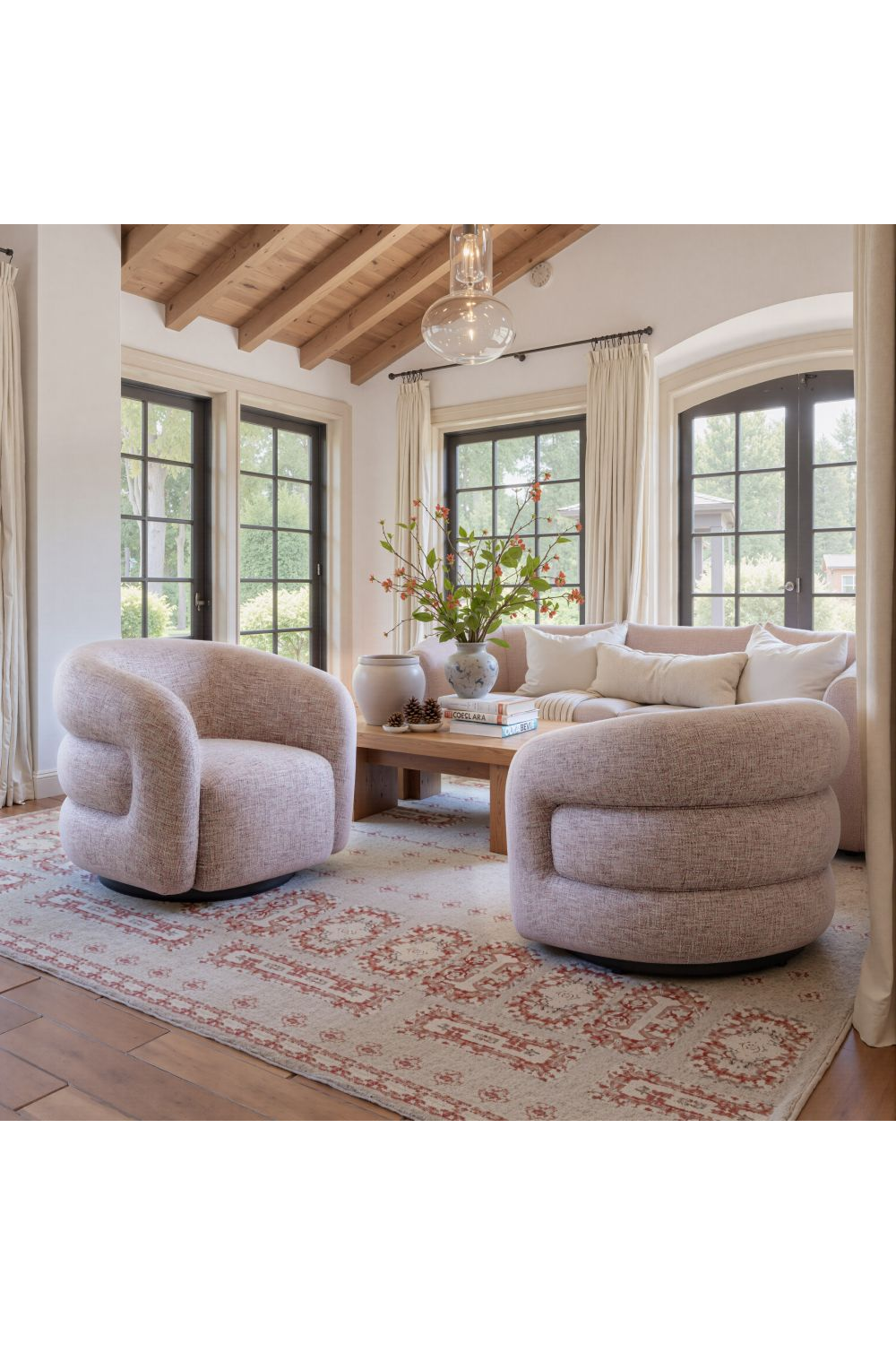 Pink Tweed Swivel Chair | OROA Modern Refine | Oroa.com